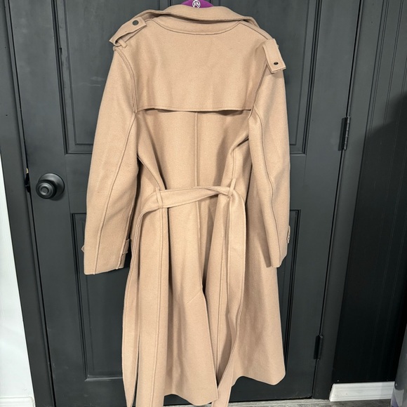 BCBG MAX AZRIA TAUPE MARLA WOOL BLEND WRAP TRENCH COAT - Picture 5 of 7
